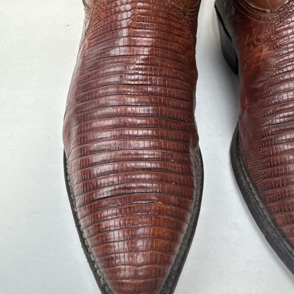 NOCONA Exotic LIZARD Leather COWBOY BOOTS Brown Men Size 9.5 - Picture 4 of 12